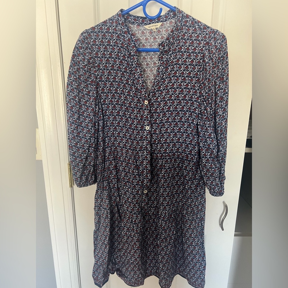 Max Studio Red and Blue Patterned Mini Dress